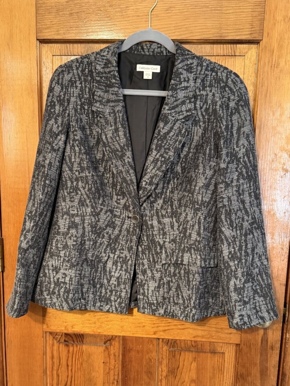 Coldwater Creek Black & Gray Fully Lined Blazer - size 14